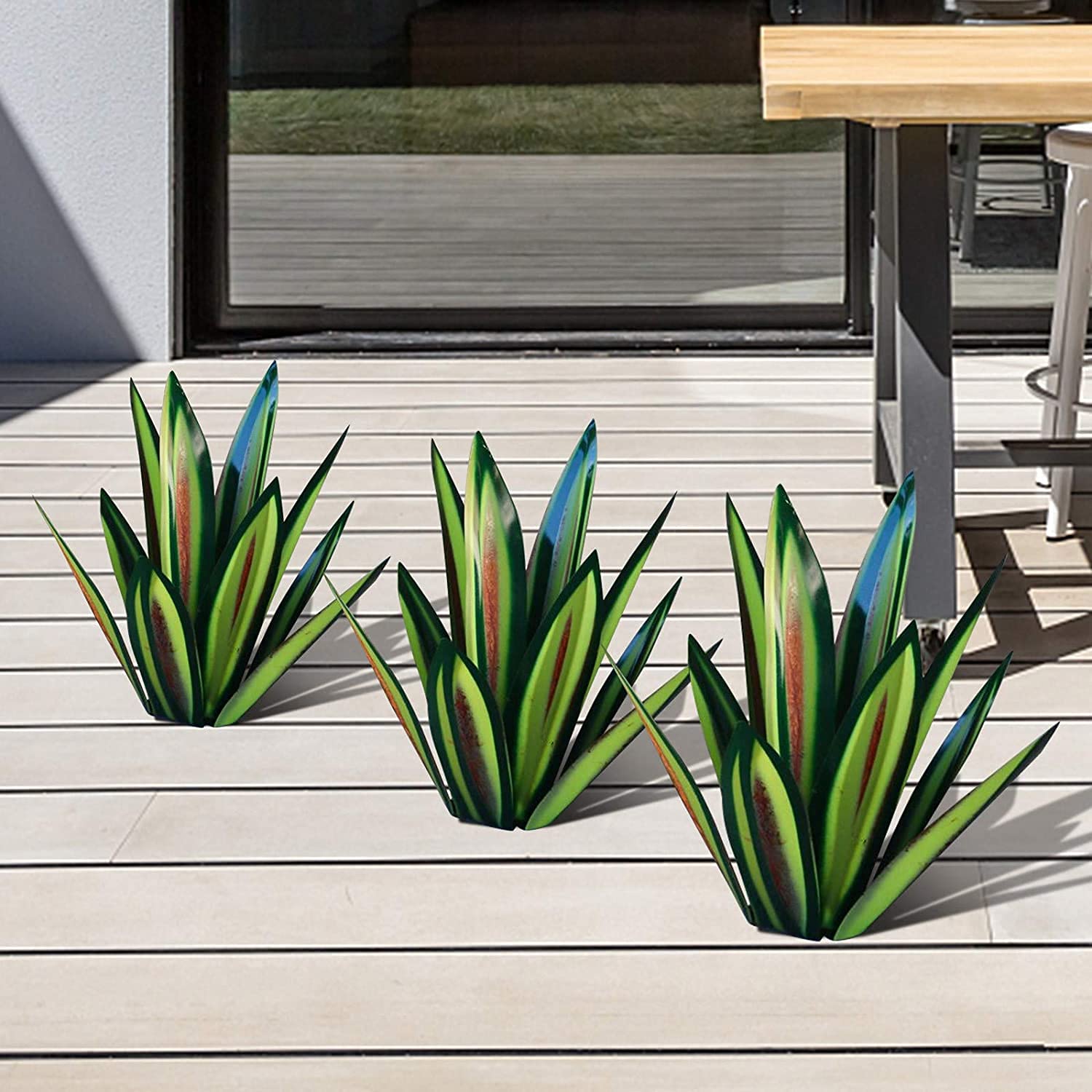 Generico Scultura Rustica Tequila, pianta di Agave Rustica in Metallo Fai da Te da 35 cm per Esterni, Patio, Giardino, Cortile, Prato, Ornamenti, Statua Decorativa per Giardino, Oro (Verde)