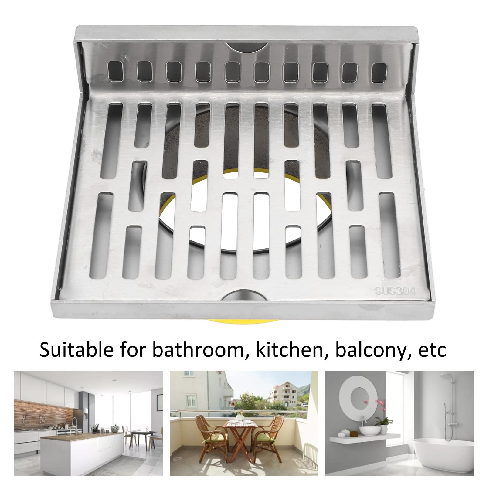 Scarico a Pavimento Angolare, Design a Forma di L in Acciaio Inossidabile Durevole Resistente alla Corrosione Indossabile Scarico Ampiamente Utilizzato, Scarico a Pavimento Lato Parete Per a