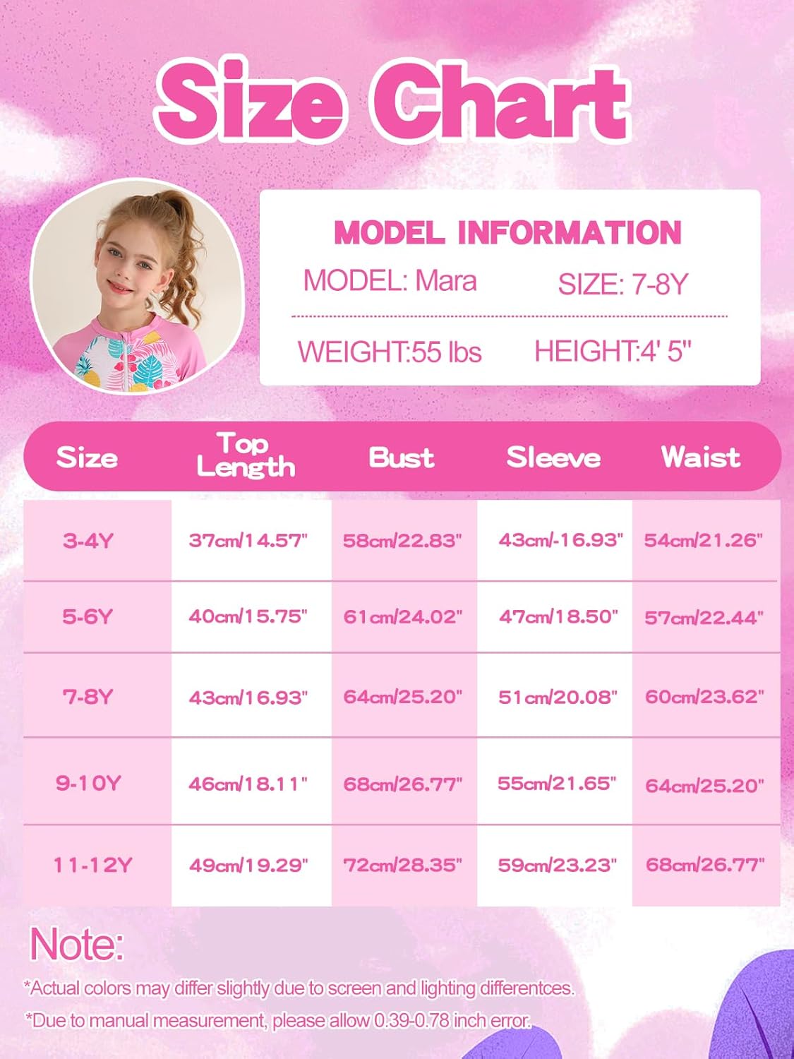 Valcatch Girls Rash Guard Swimsuit Set 2 Piece Long Sleeve UPF 50+ Quick Dry Bathing Suit with Ruffle Shorts for Kids - Image 2