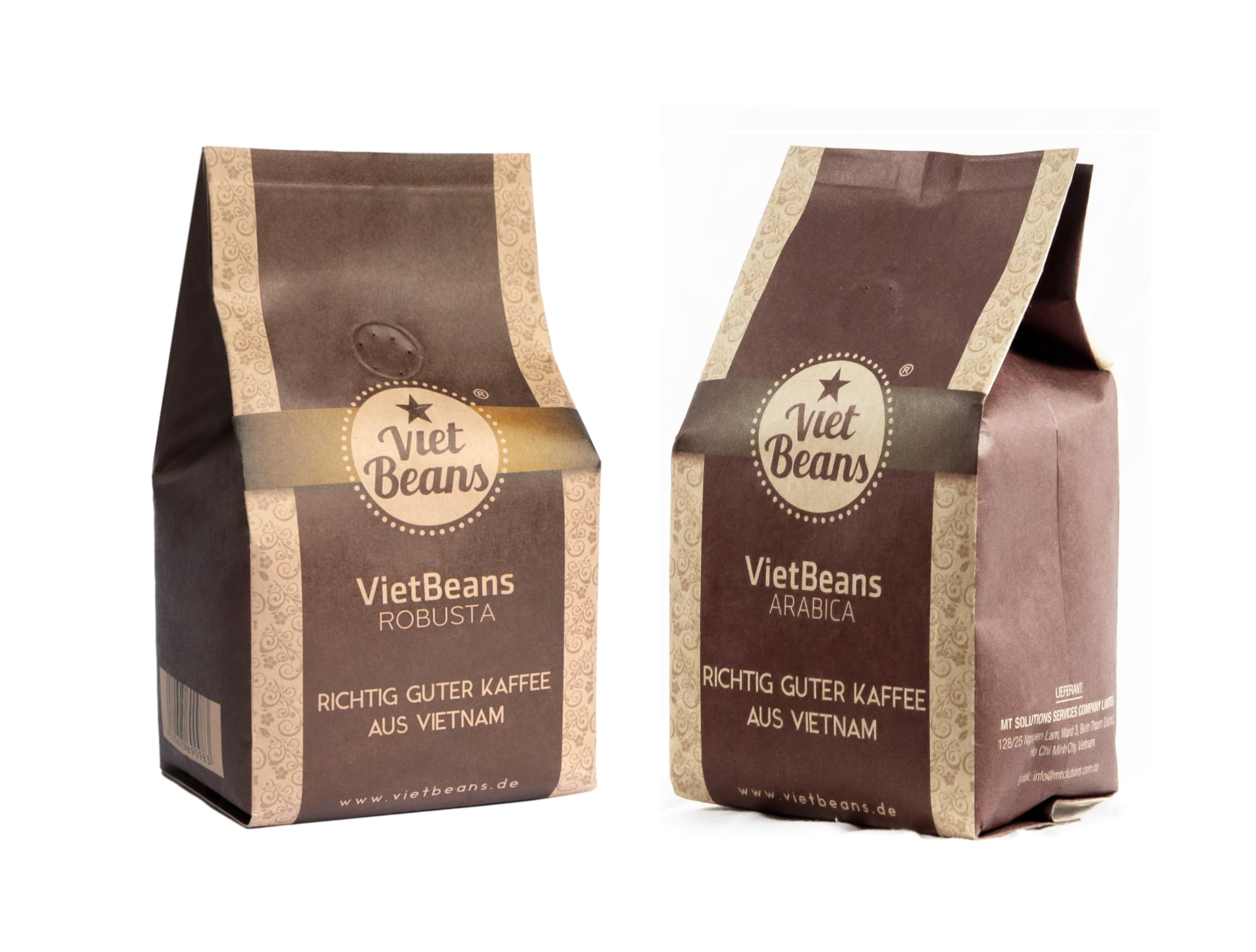 Doppelpack 100% Kaffeebohne - 100% Arabica und 100% Robusta Bohnen - Fruchtig und kräftig - Ganze Kaffeebohnen für den Vollautomaten, Siebträger