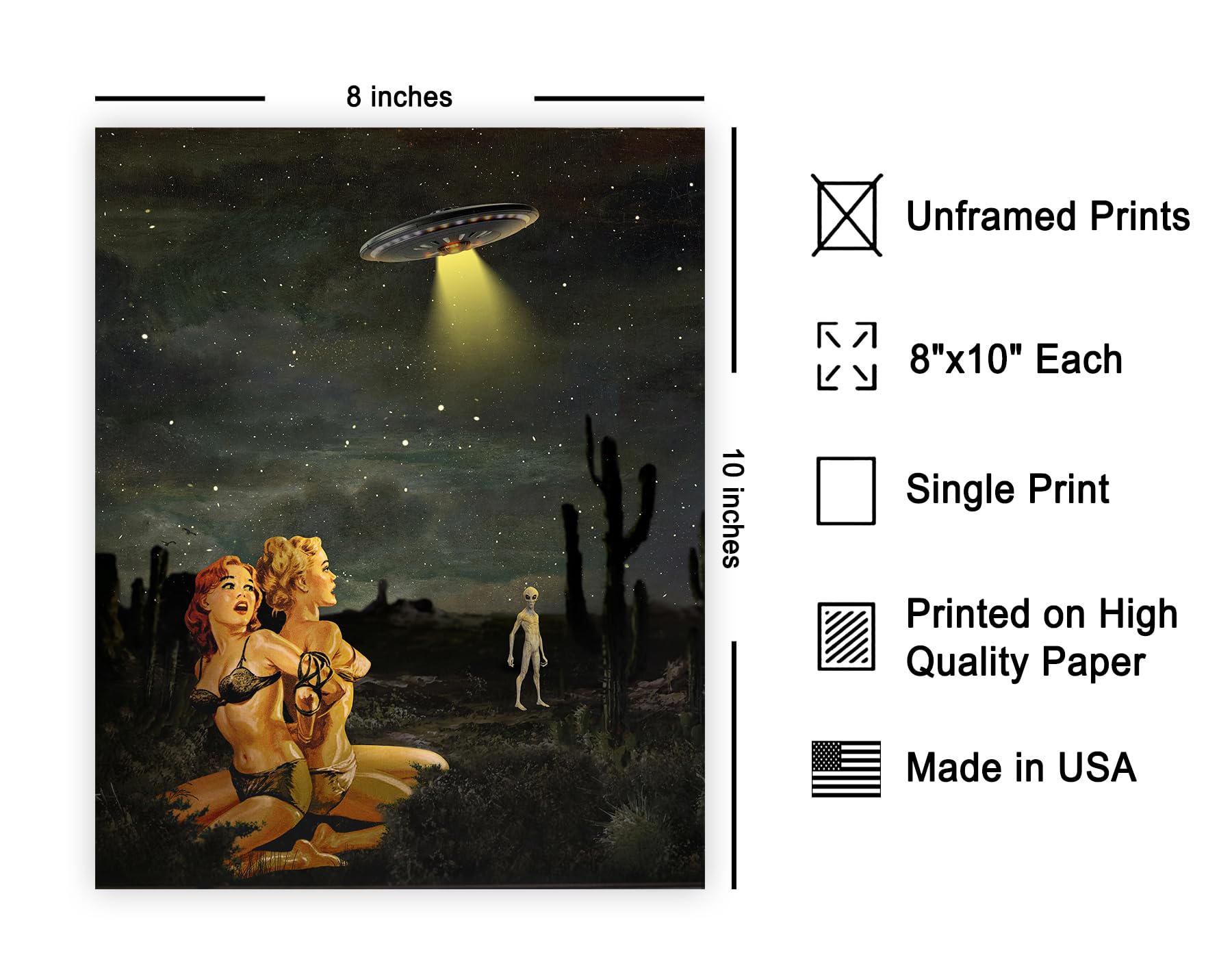 Poster Master – Stampa Artistica Con Alieno E Pin-Up Retrò – Arte Ufo E Cosmica – 20x25 Cm – Senza Cornice - 2