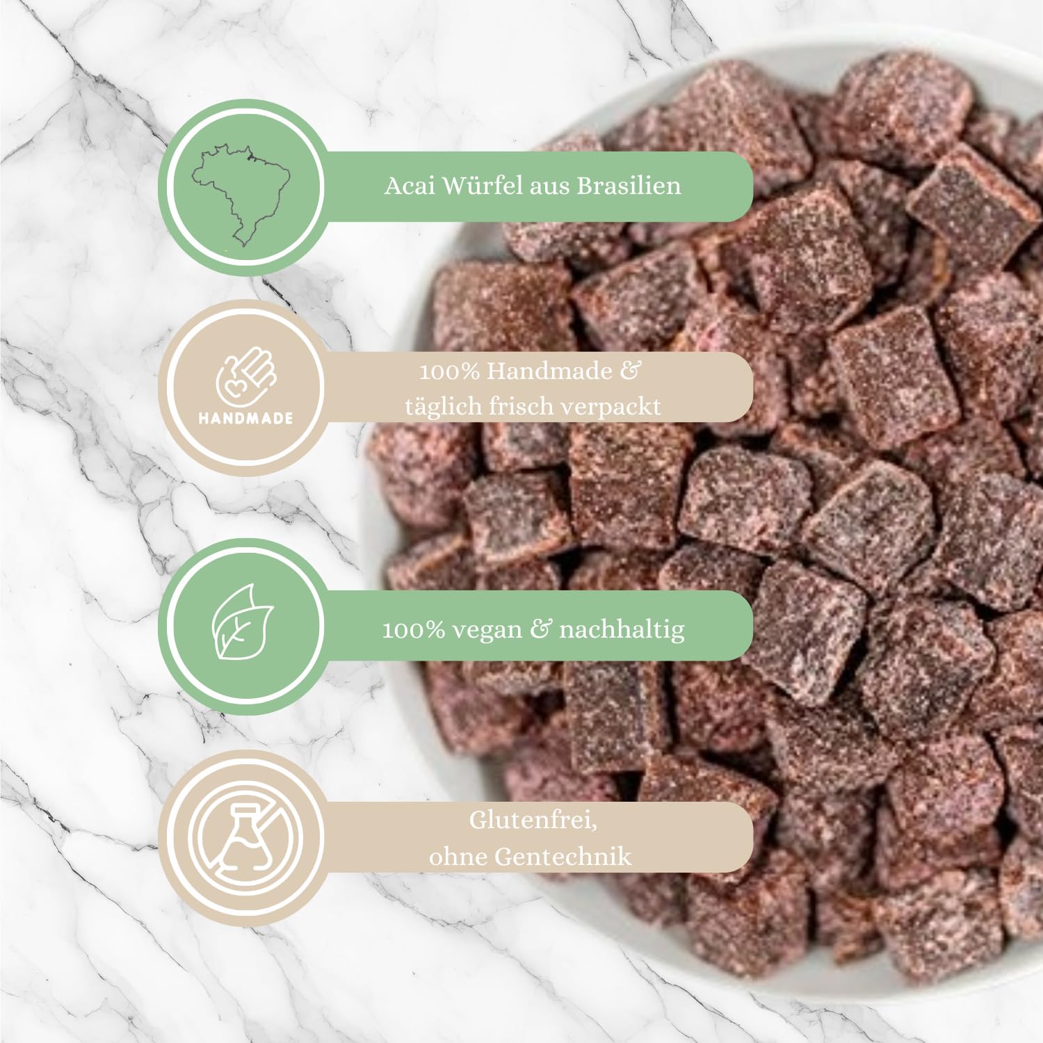 1001 Frucht Acai Würfel 1000g | Acai Beeren Püree in Würfelform I Rohkostqualität für Acai Bowl Schüssel als Müsli Topping fürs Powerfrühstück vegan ohne Gluten & ohne Konservierungsstoffe