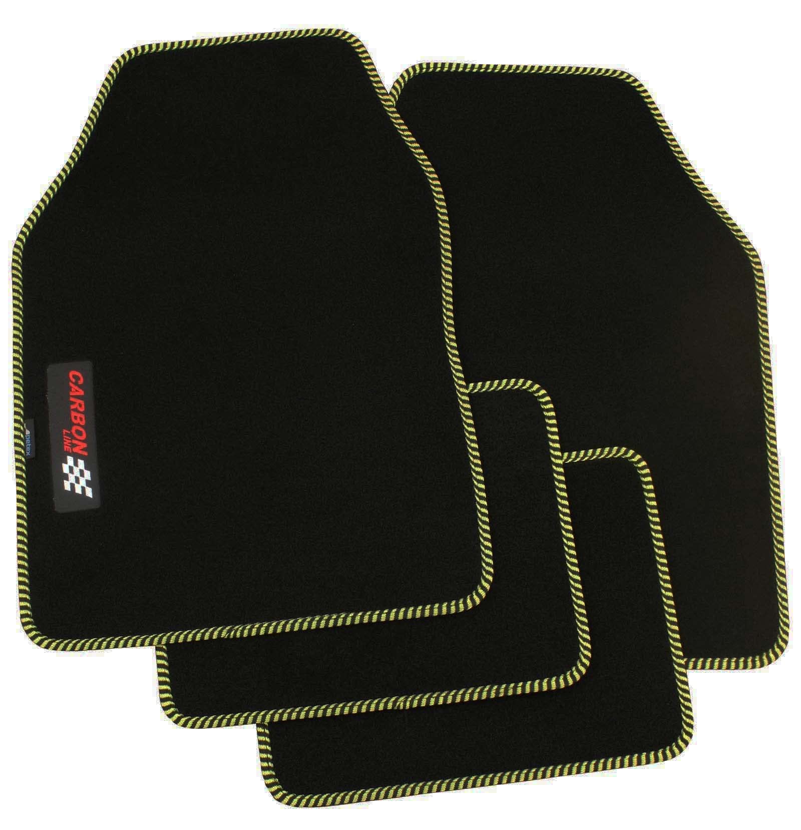 PETEX Carbon Autoteppich Universal 4-teilig schwarz/gelb