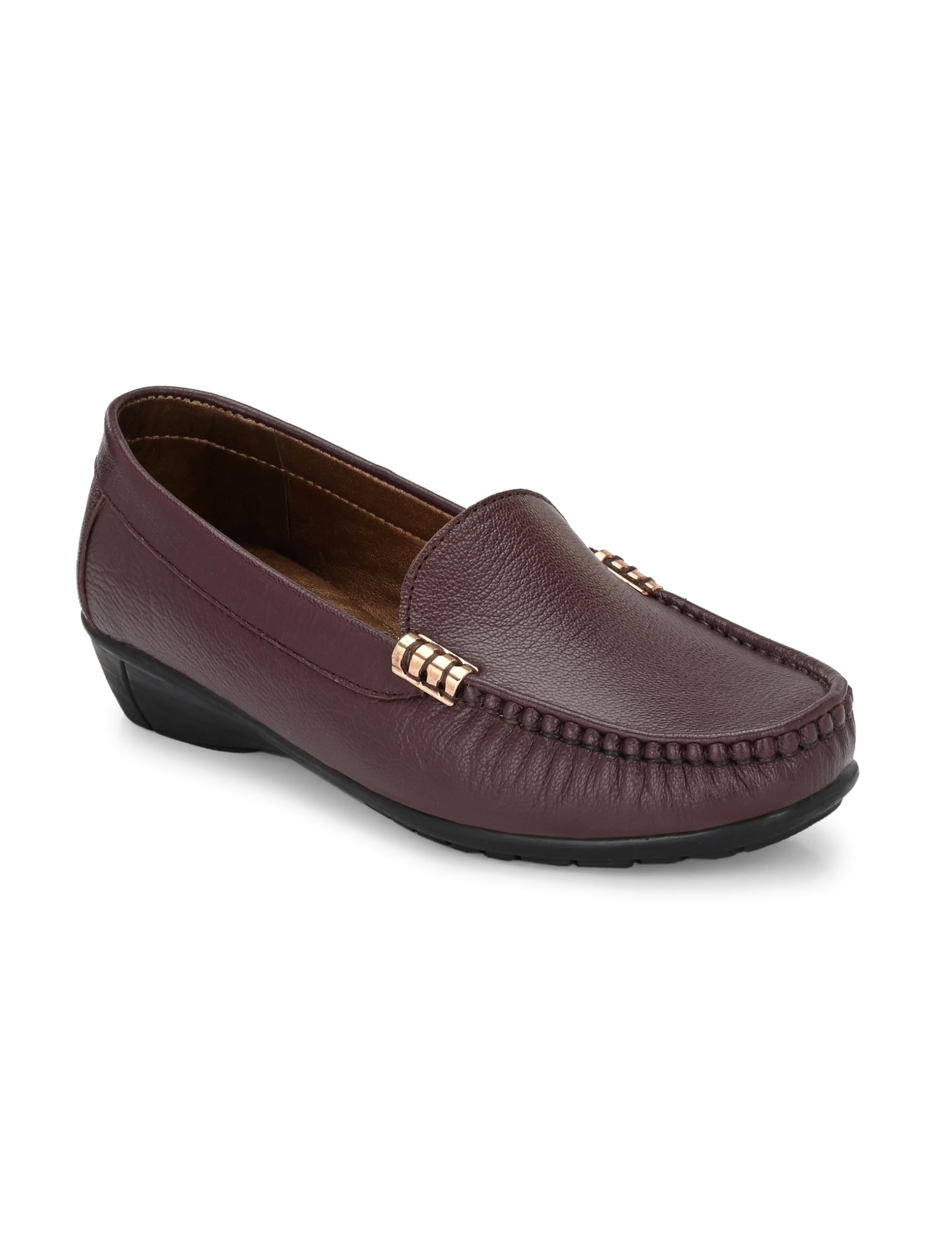 egoss Lady Boss X Premium Genuine Leather Loafer Casual Shoes for Women (Maroon-9)-LD-228 (B0CHMQF93K) Amazon Price History, Amazon Price Tracker