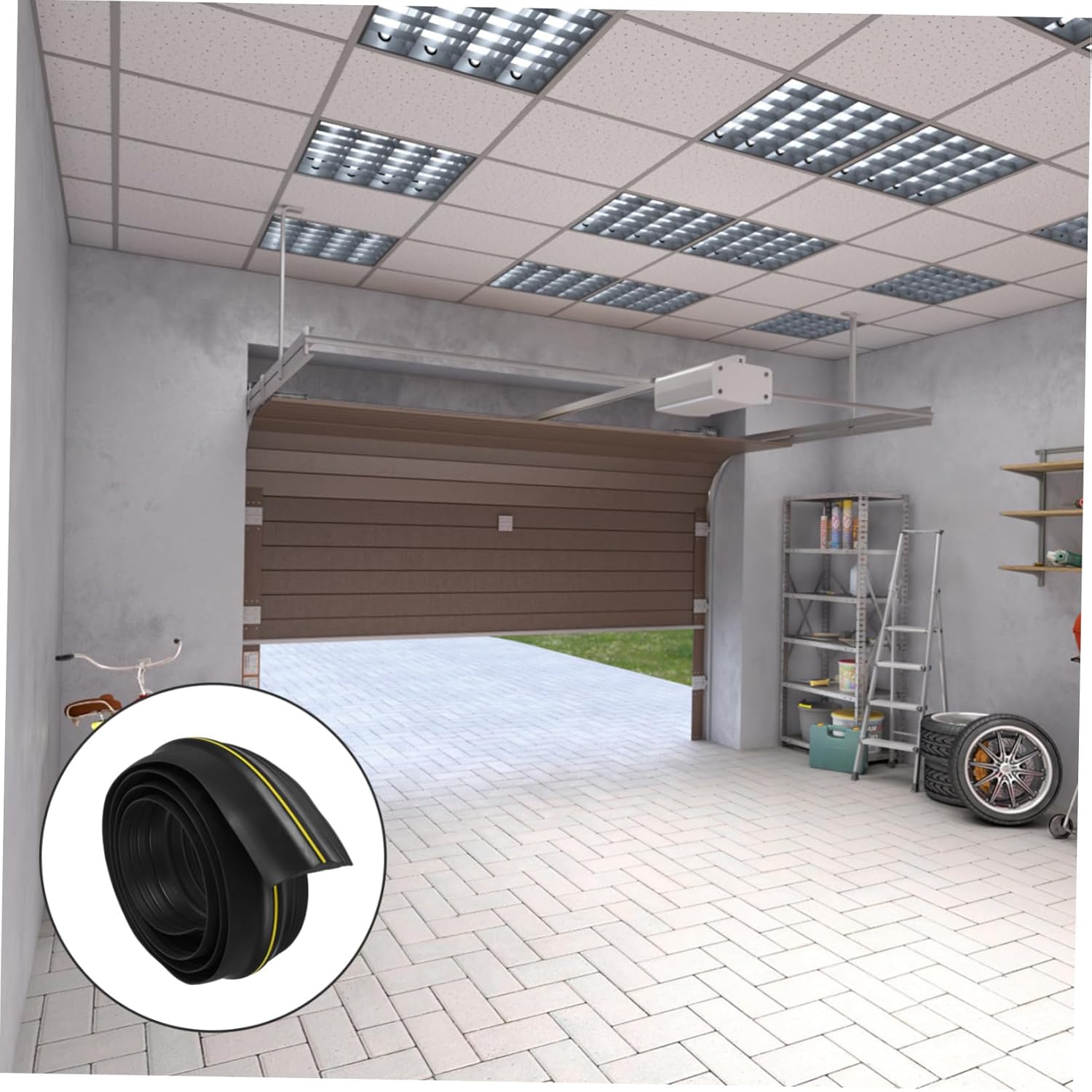 Gatuida Rubber Garage Door Bottom Seal Strip Meters Flexible Weatherproof Garage Floor Seal for Gap Protection and Draft Prevention