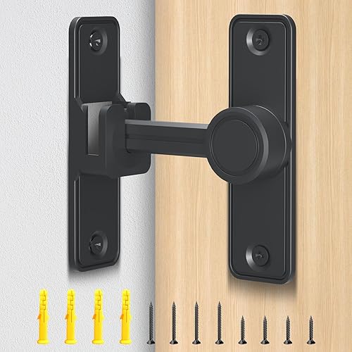 XOOL Cerradura de puerta de granero resistente de 90 y 180 grados, pestillo de bloqueo para puerta, jardín, baño, garaje, ventana, exterior