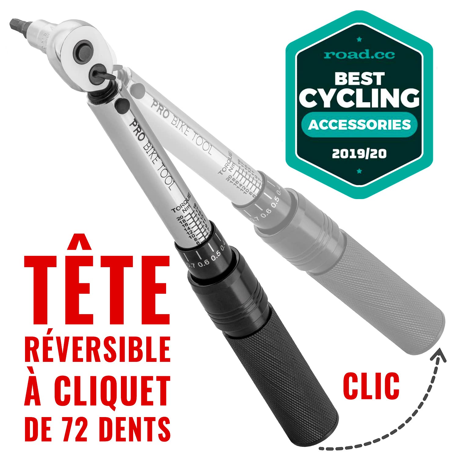 Clé dynamométrique pour vélo et moto, entraînement 1/4" avec cliquet et rallonge, plage de mesure 2 à 20 Nm, outil de précision comprenant clé hexagonale hexagonale et embouts torx pour vélo de route,