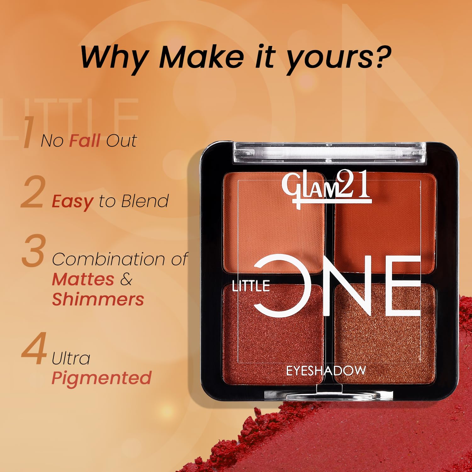 Glam21 Little One 4-in-1 Eyeshadow Palette | Ultra pigmented, Easy to blend | Long Lasting Eye Make Up Kit |Little Lady-04 - Image 3 thumbnail