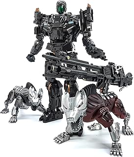 Transformation Toy Action Figure Sportscar Gear Joints Deformable Robot 9.5-inch with 2 Dogs for Adults Kids