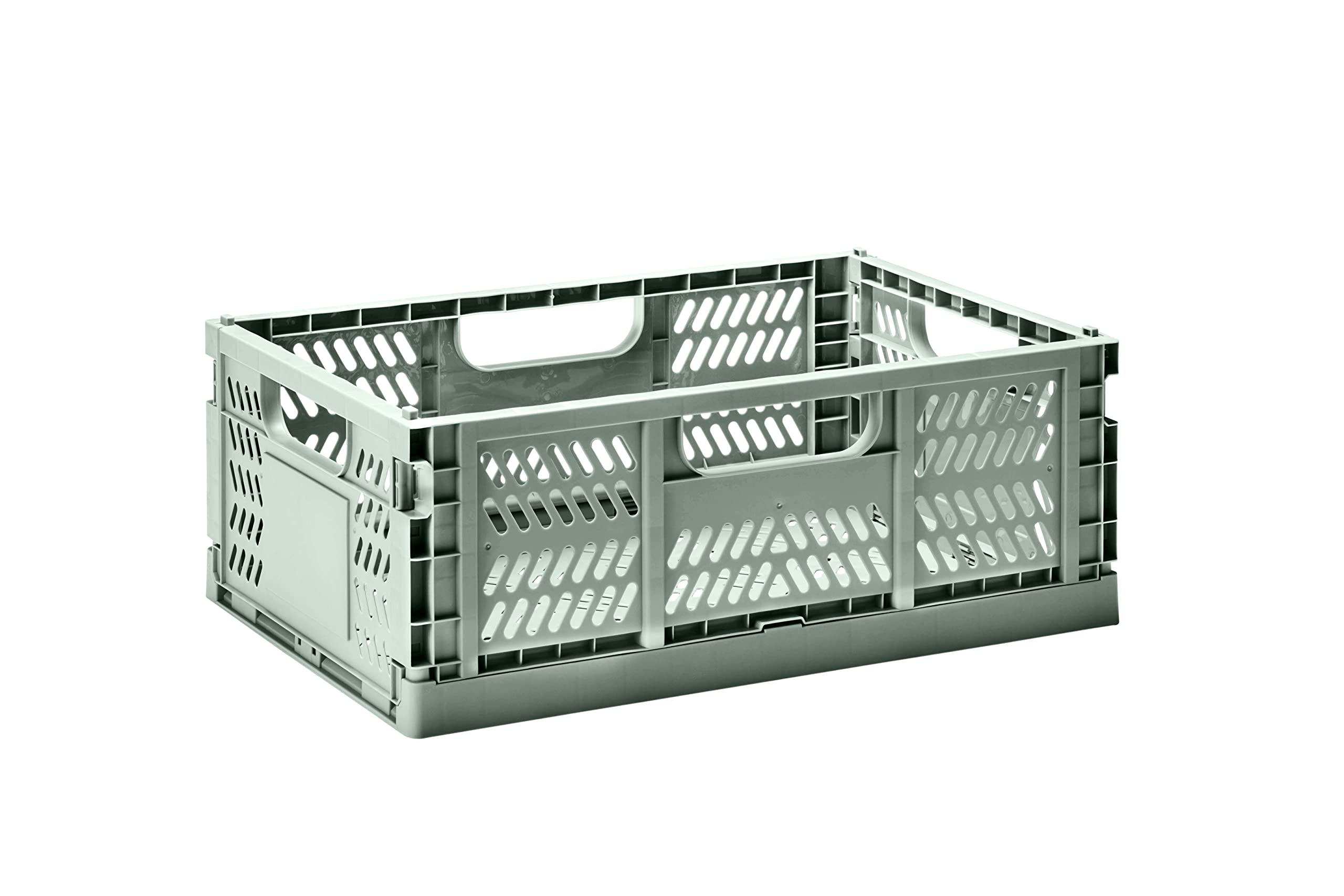 3 Sprouts Plastic Storage Crate, Toy Storage, Foldable Storage Box, Plastic Storage Box - Large - Green