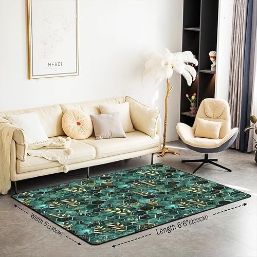 Miniatura 2 de Feelyou Alfombra moderna estética de mármol para interiores, de 5 x 7 pies, diseño de mármol retro, diseño de ilustraciones de acuarela, alfombra