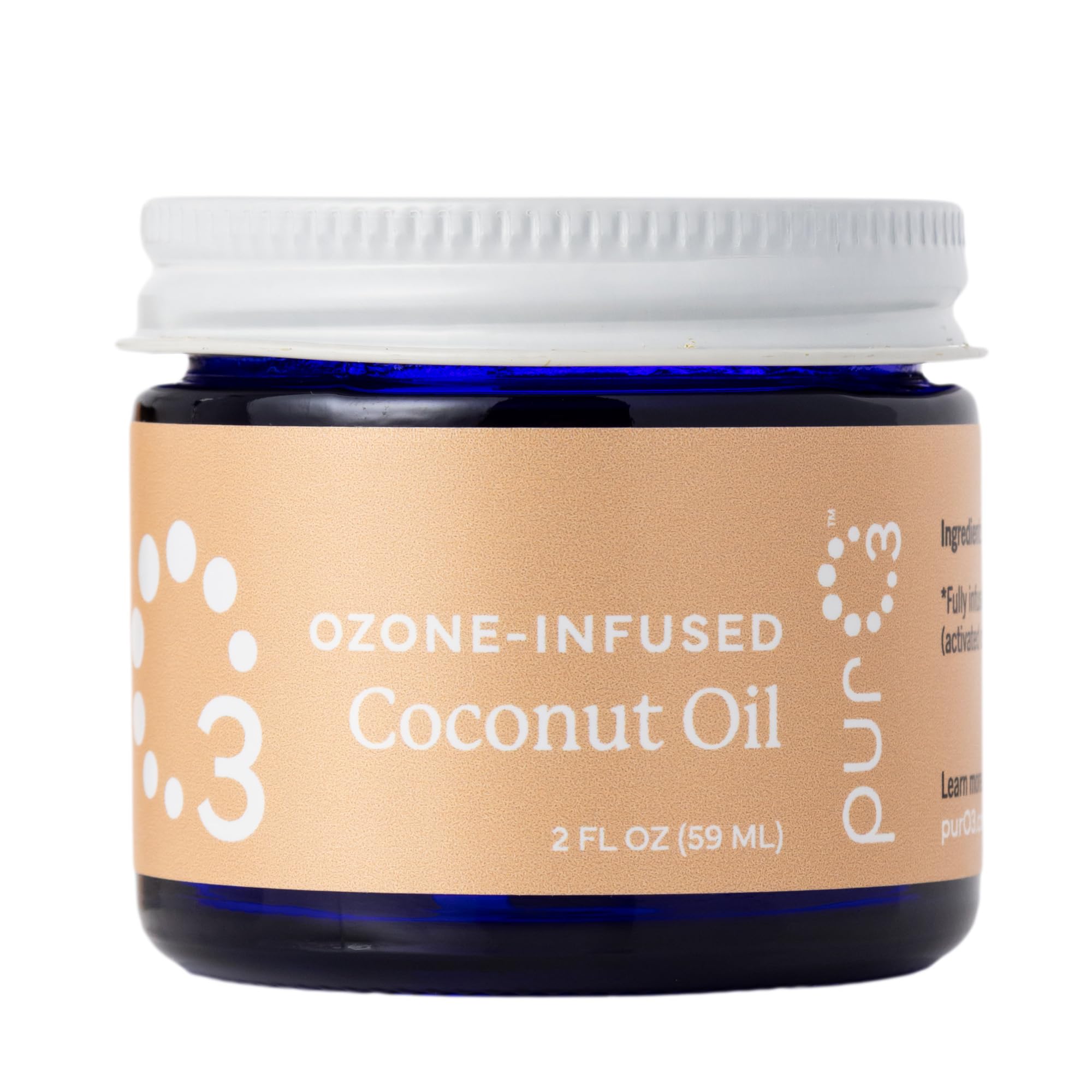 PurO3 Ozonated Coconut Oil - 2 oz - Glass Jars