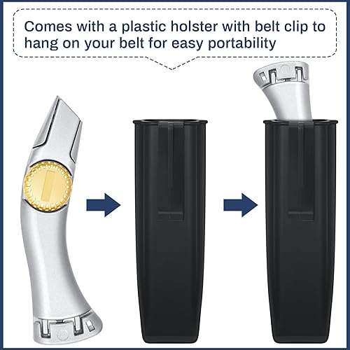 Miniatura 5 de Leriton Cuchillo de techo de hoja fija plateada, 4 unidades, cuchillo de techo resistente, cuchillo utilitario, herramientas para techos, cortador