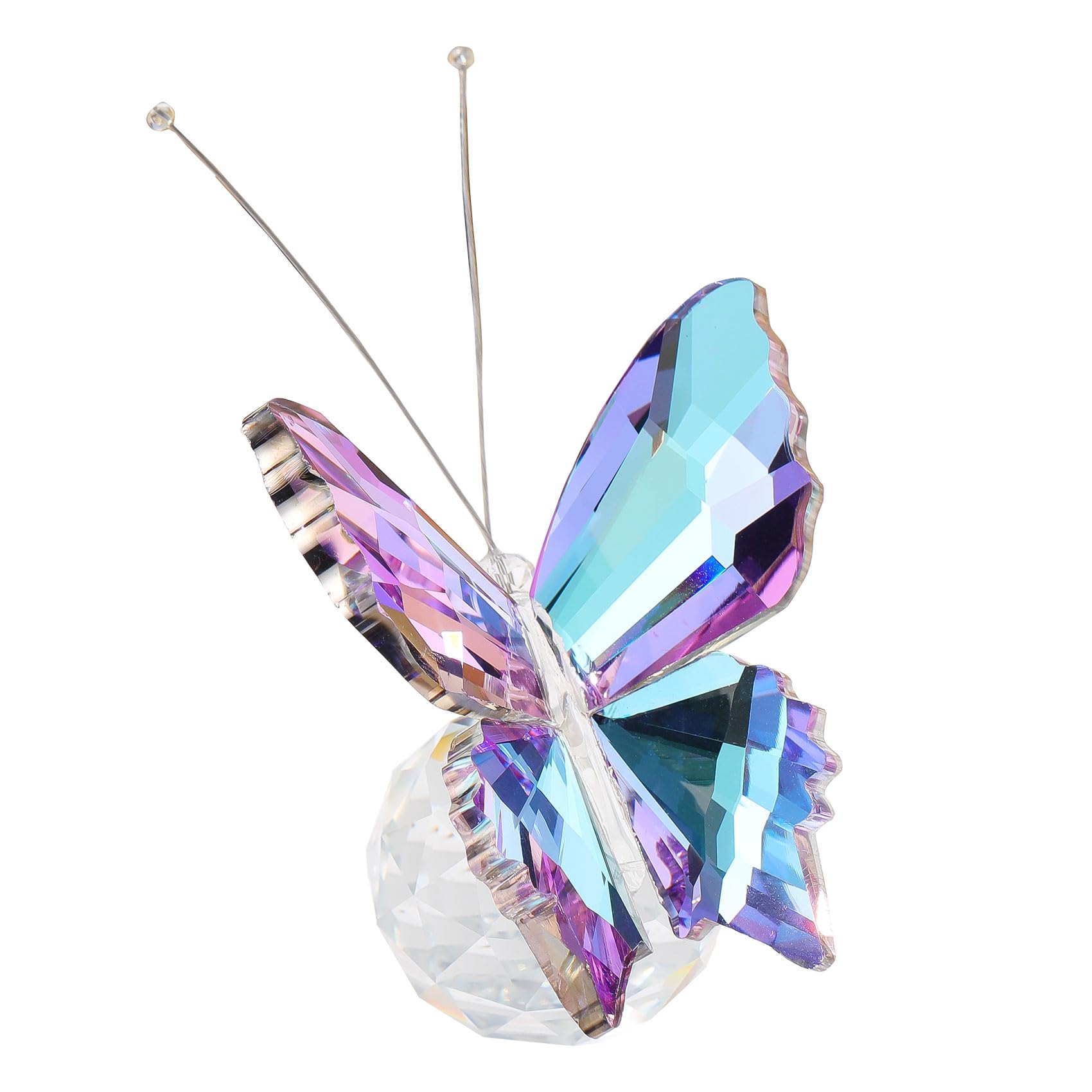 Arikyrist Lake Blue Crystal Butterfly Figurine Decor, Glass Butterfly Gifts for Women Animal Collectible Statue Ornament for Home Office