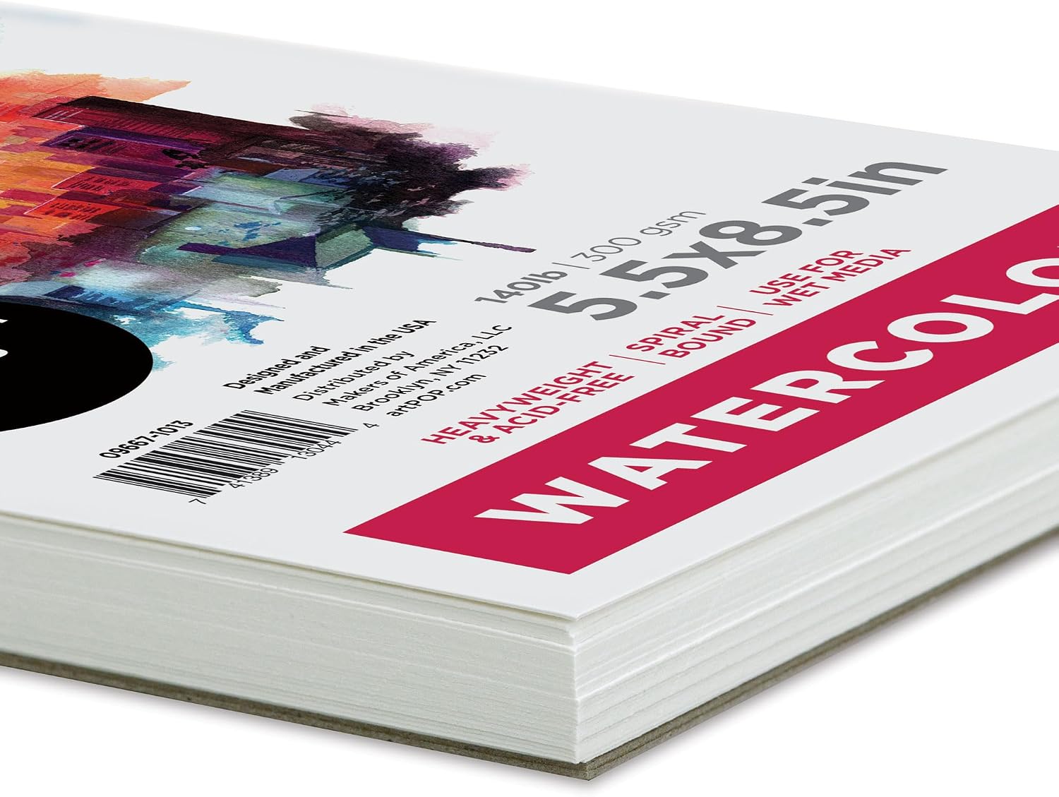 artPOP! Watercolor Pad, 5.5" x 8.5", 30 Sheets, Spiral Bound, Acid-Free Paper, 140lb (300gsm), Perfect for Most Wet & Dry Media, Ideal for Beginners, Students, Artists
