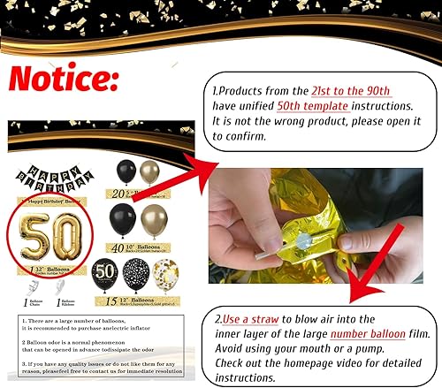 Miniatura 4 de Decoraciones de 40 cumpleaños para hombres y mujeres, globos negros y dorados de 40 cumpleaños con pancarta de feliz cumpleaños, globos negros y