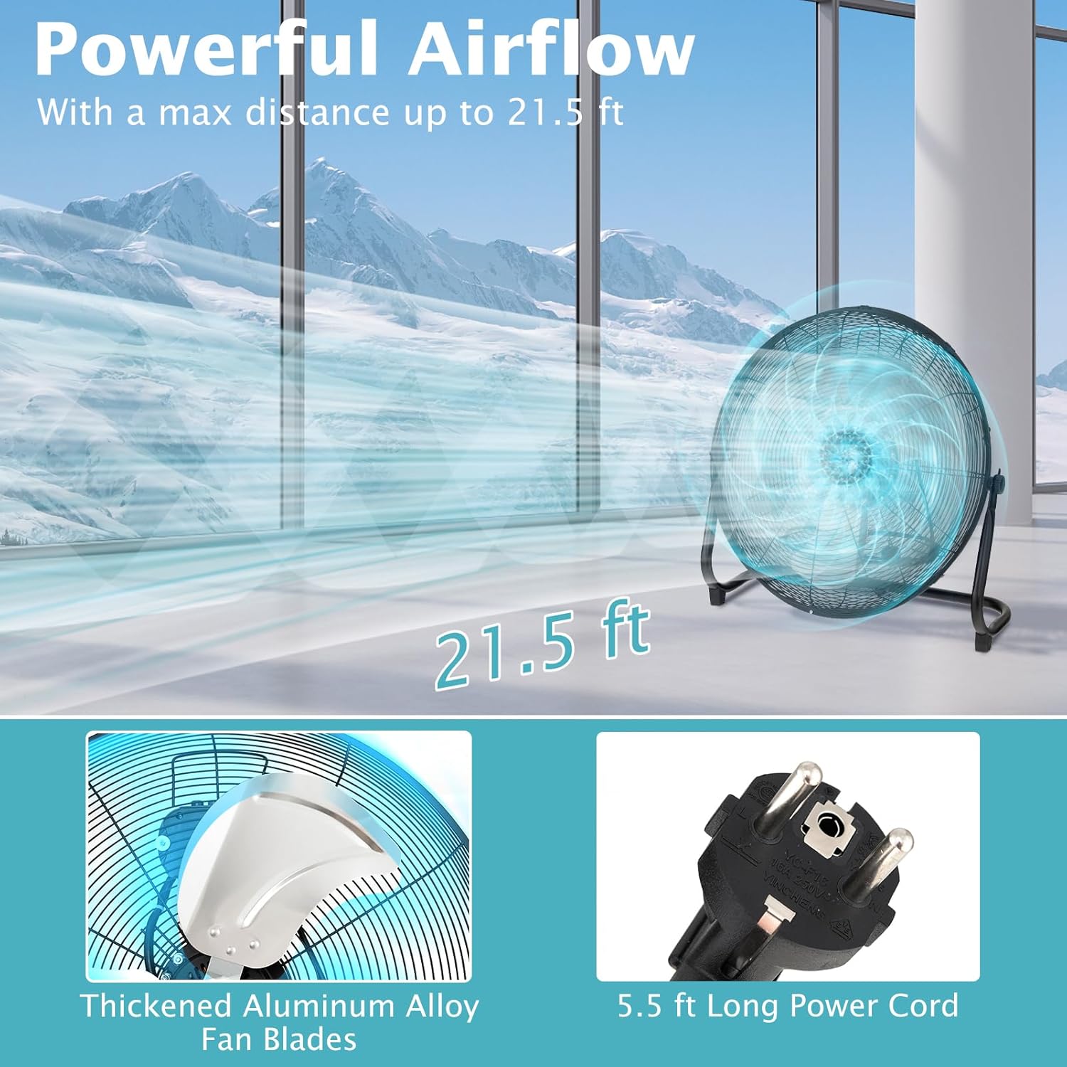 COSTWAY Floor Fan, 20-inch High Velocity Floor Fan with 145° Adjustable Tilt, 3-Speed Adjustable, Heavy Duty Metal Industrial Floor Fan for Home Garage Warehouse Workshop Outdoor Indoor Use, Black