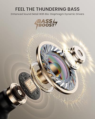 Miniatura 2 de Auriculares intrauditivos inalámbricos con 4 micrófonos ENC para mejorar las llamadas, tiempo de reproducción de 40 horas, Bluetooth 5.4, IPX5