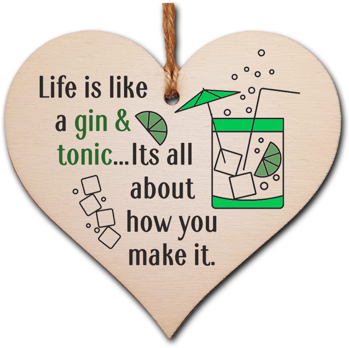 Gift In Can Wooden Handmade Hanging Heart Plaque Gift Perfect For Gin Lovers Novelty Funny Keepsake
