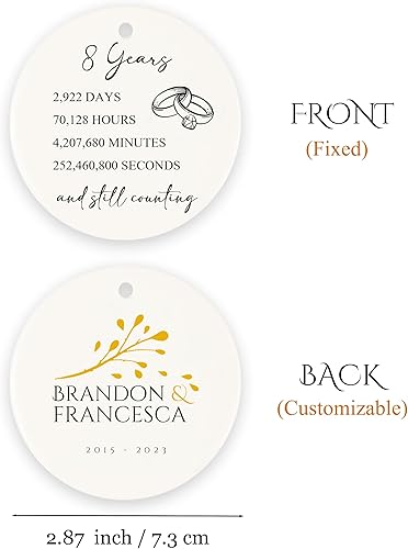 Miniatura 2 de Personalized Names 8 Year Bronze Anniversary Gifts for Him or Her, 8th Wedding Anniversary Gifts for Husband Wife Couple, Custom Ornament for
