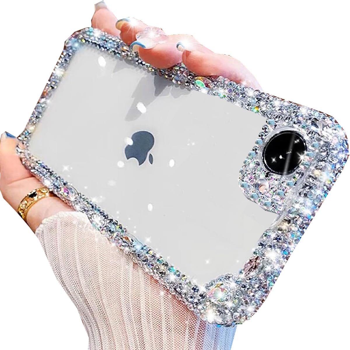 Clear Glitter Case for iPhone 16e, Cute Luxury Bling Sparkly Diamond Rhinestones Camera Protection Soft TPU Bumper Shockproof Women Girls Slim Protective Case for iPhone 16e 6.1" 2025 (Clear)