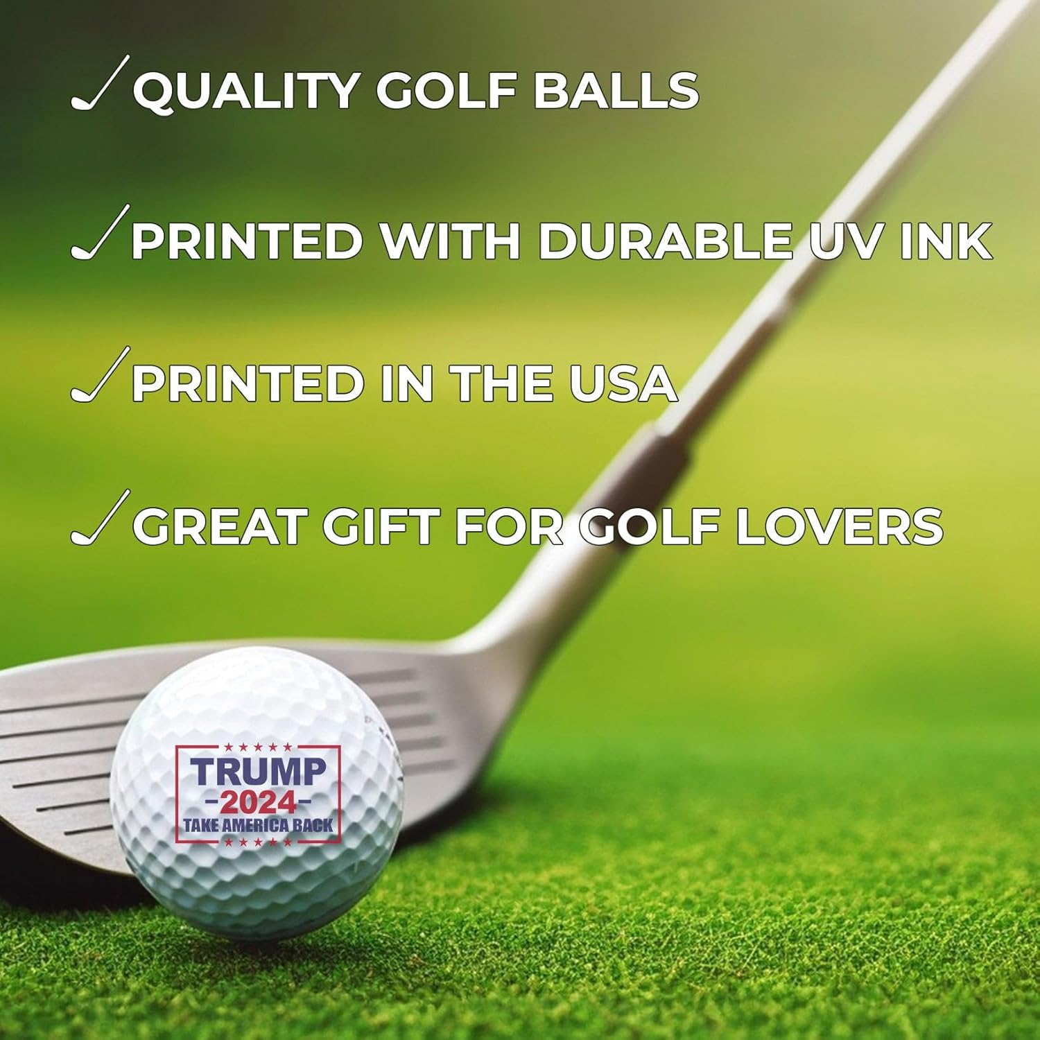 TeesAndTankYou Trump 2024 Take America Back Golf Ball - Novelty Gift for Men Golfers and Dad