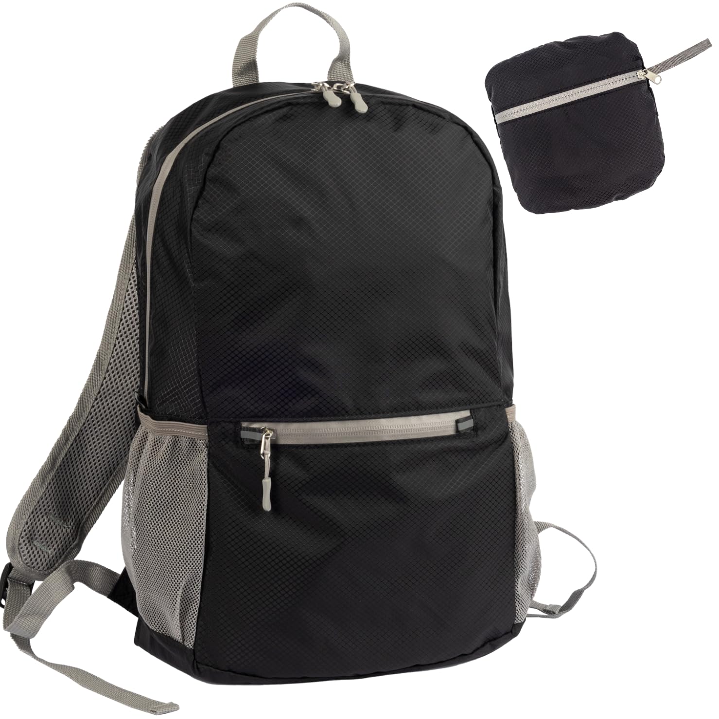 WEDO Unisex PACKTOGO Foldable Backpack - Black, black, Mittelgroße