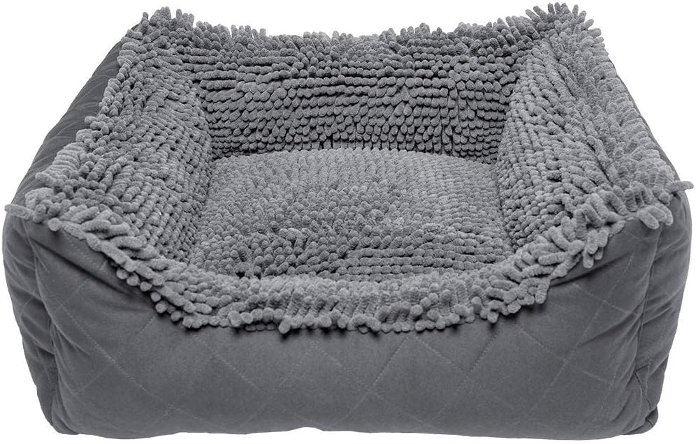 Dirty Dog Lounger Bed, Cool Grey, 26" x 24" Medium, Super Comfy Anxiety Calm Pet Beds, Machine Washable Microfiber Soft and Comfy