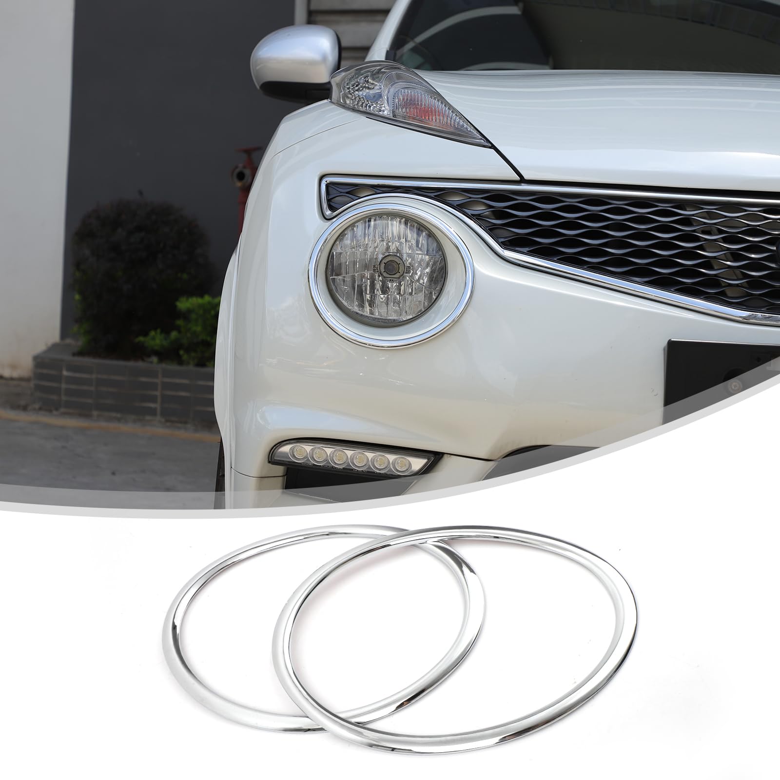 2 mini anelli decorativi per fari compatibili con Nissan Juke/Infiniti ESQ a partire dall'anno modello 14+ anello decorativo per fari