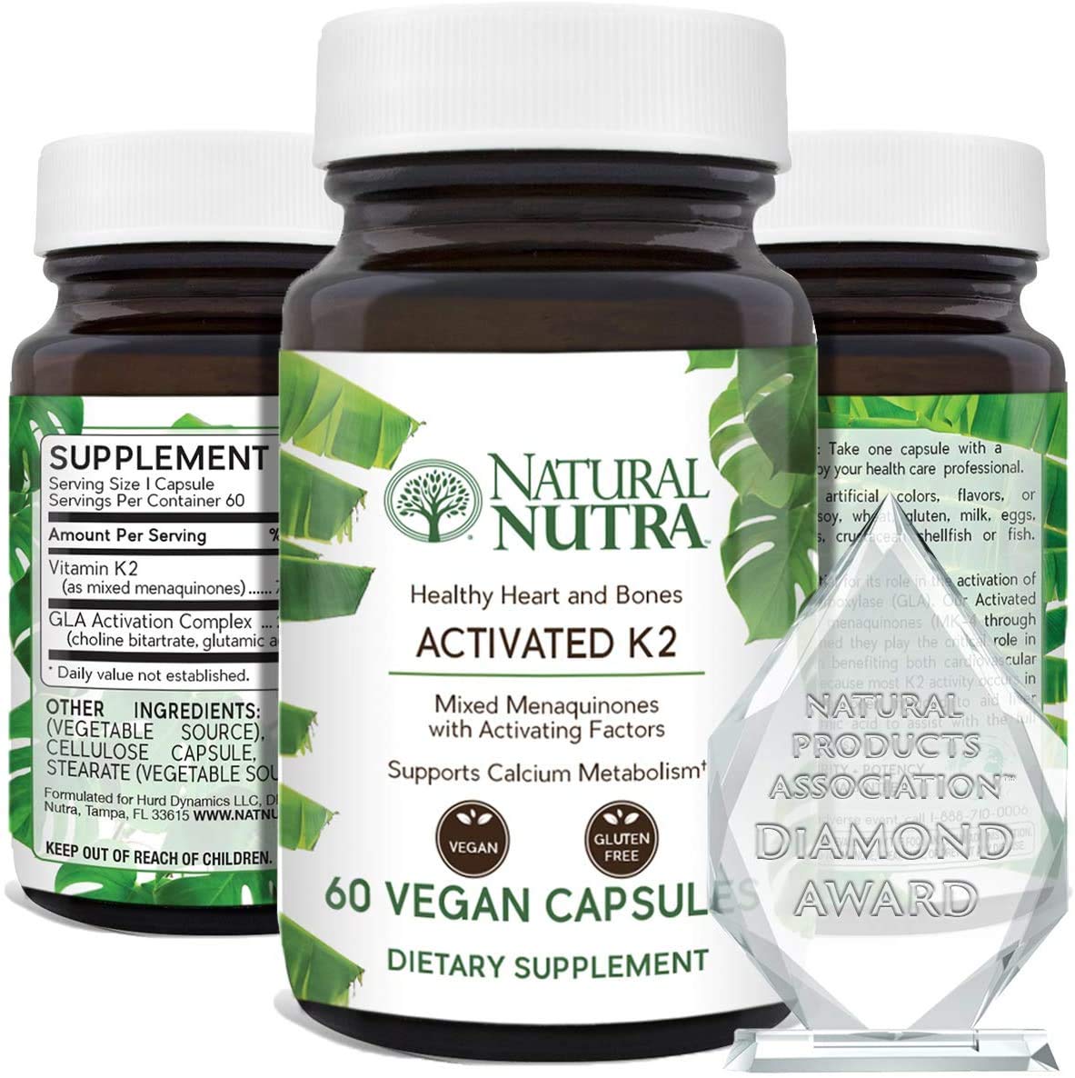 Natural Nutra Full Spectrum Vitamin K2 Supplement, Support Cardiovascular Health, Liver Function, Metabolic Health, Heart Health, Help Promotes Bone & Dental Health, 75 mcg, 60 Capsules (Pack of 2)