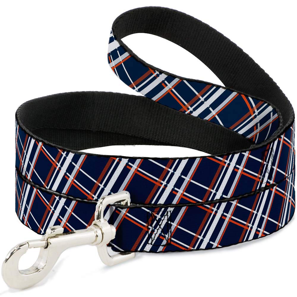 Laisse pour chien Plaid X2 Buckle Down bleu marine et orange résistante
