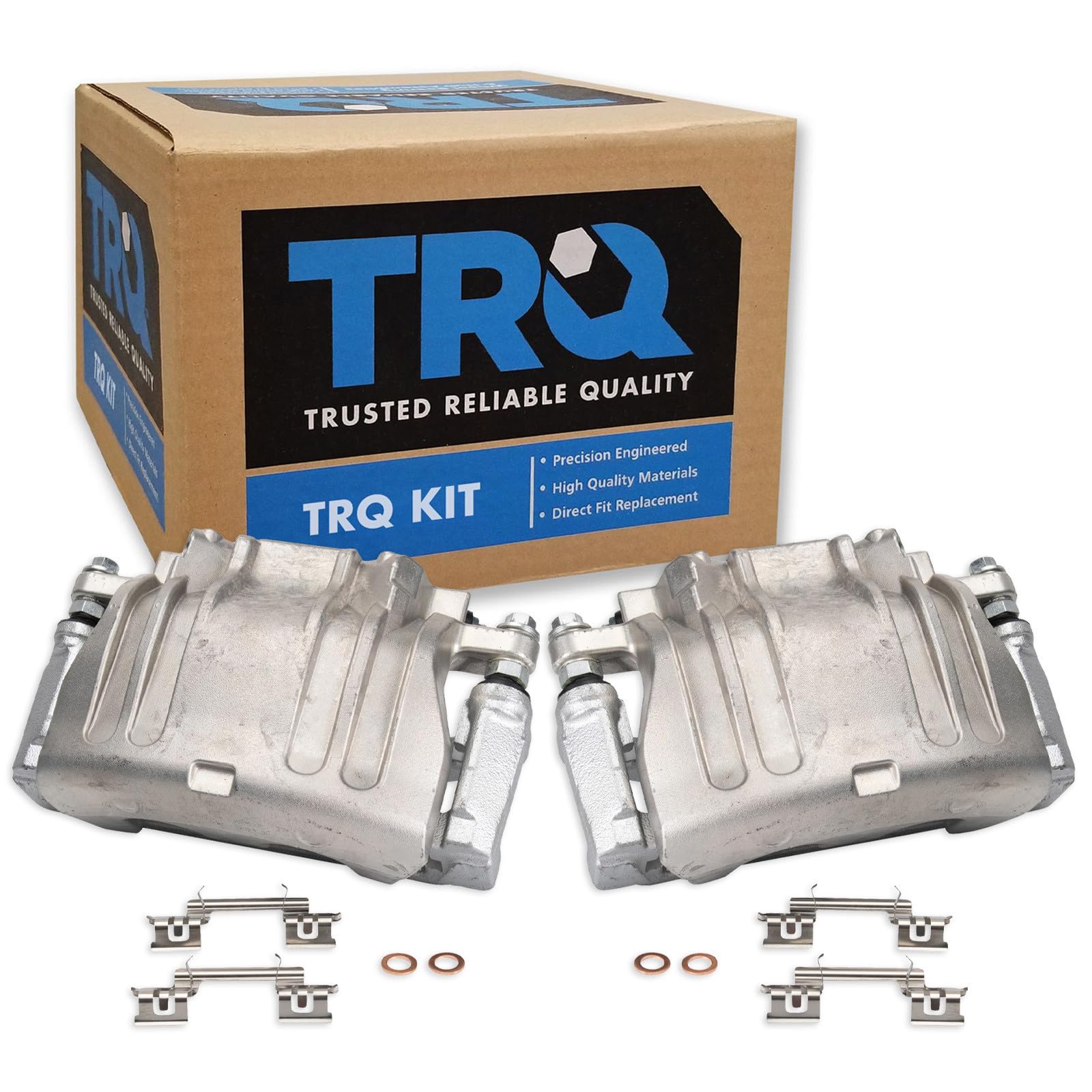 TRQ Front Driver and Passenger Side Brake Caliper Set Caliper Brackets