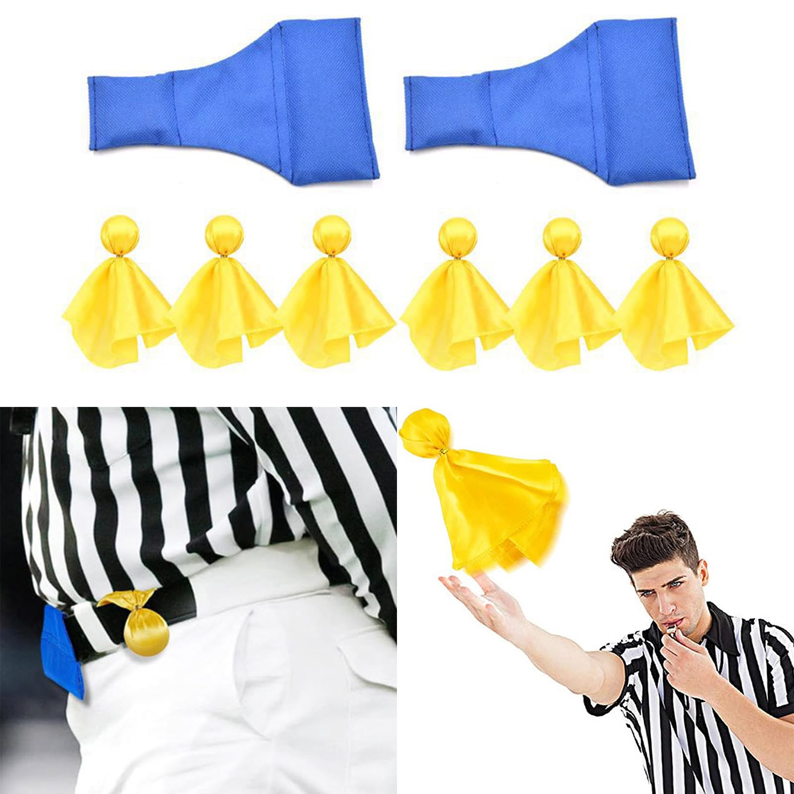 6pcs Referee Flags Penalty Flags Party Accessory With 2pcs Long Neck Bean Bag Tossing Flags Challenge Flags Referee Gear