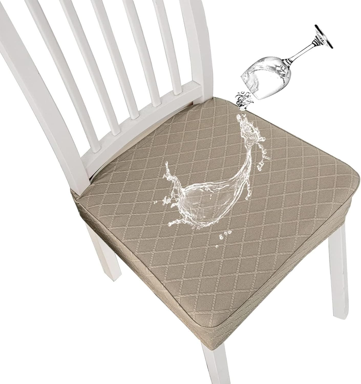 Dining Chair Seat Covers, Dining Room Chair Seat Cushion Slipcovers, Dining Chair Covers, Waterproof Dining Chair Seat Protectors (Coffee,Set of 4)