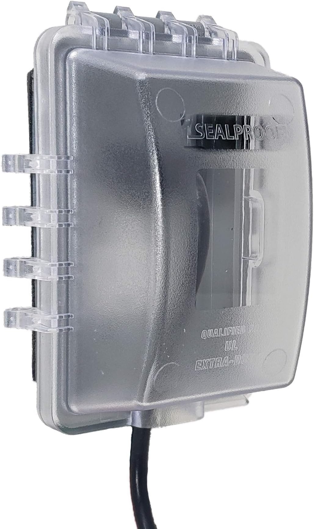 Sealproof 1-Gang Weatherproof in Use Electrical Power Outlet Cover, Single Gang Outdoor Plug and Receptacle Protector, Lockable, UL Extra Duty Compliant, 18-in1, Plastic Clear Frost