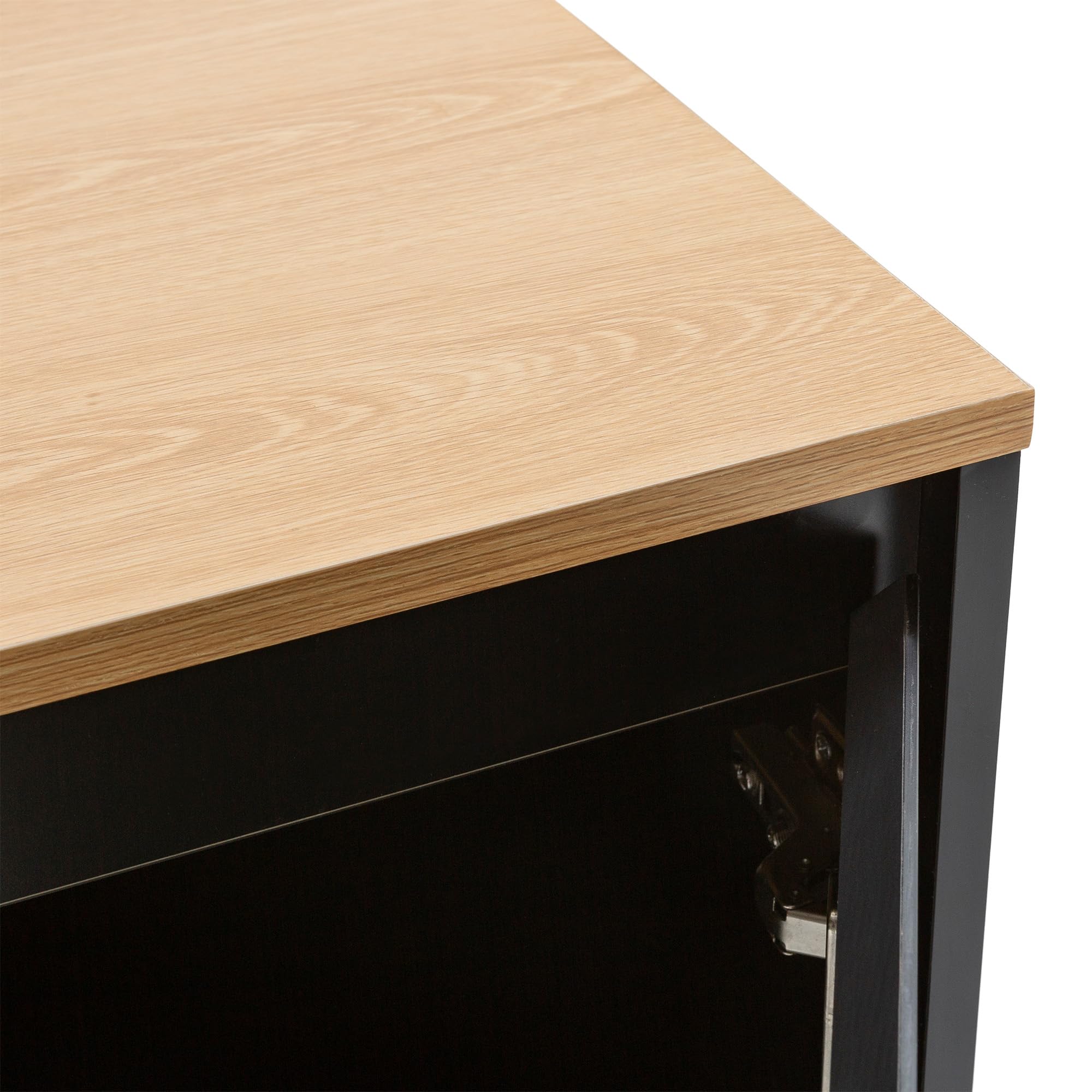 HOMN LIVING Aparador Desi 3 Puertas Color Negro, 140 cm (Ancho) 40 cm (Profundo) 80 cm (Altura)