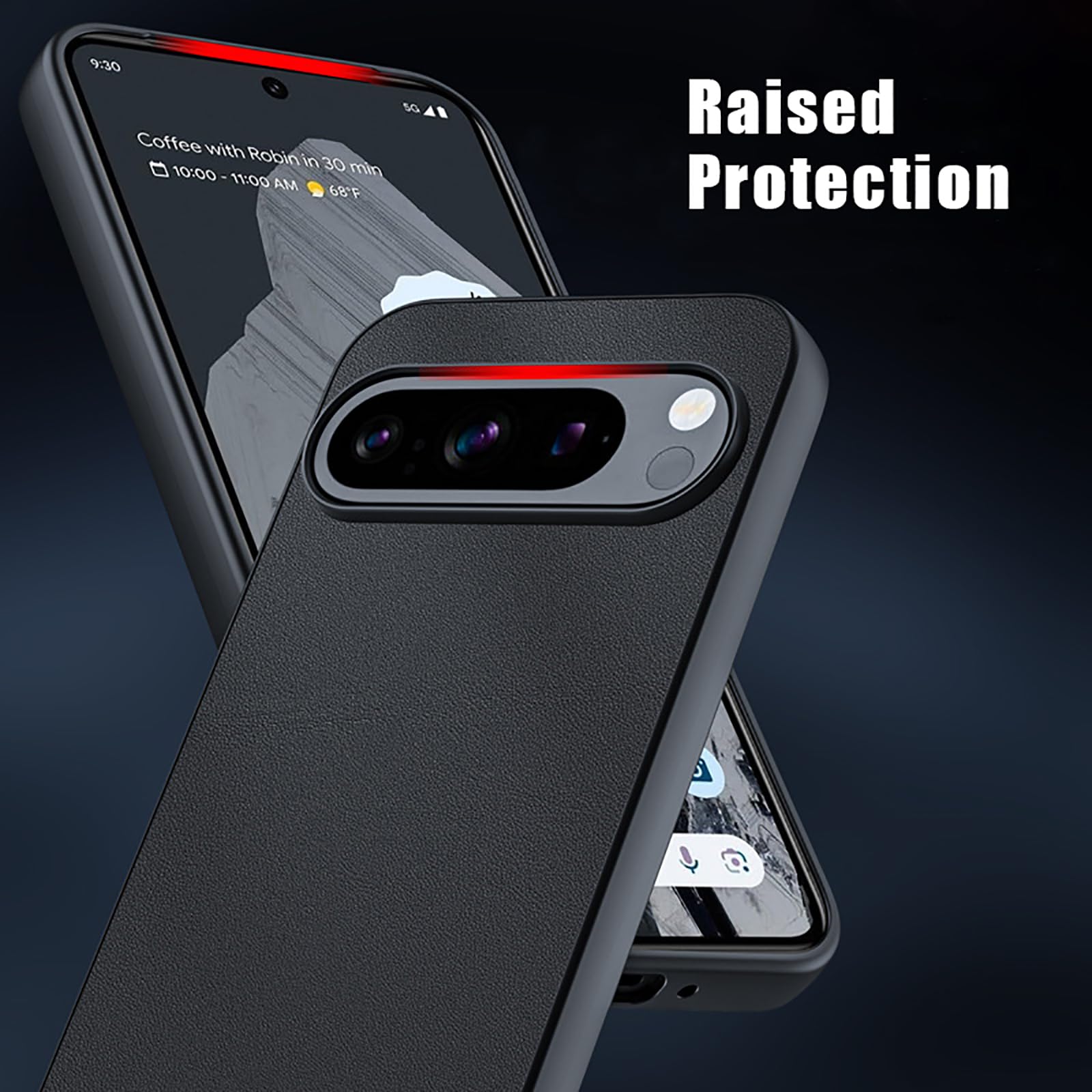 Ultradünne Hülle für Google Pixel 9 Pro/9 Pro XL/9, Einfaches Geschäft Leder Schutzhülle rutschfest Antifingerabdruck Handyhülle,Schwarz,9 Pro