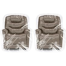 TRINKA 2 PCS Plastic Furniture Covers for Storage, 4 MIL Thick Heavy Duty Dust-Proof Moving Bags, 65 x 43 x 35 Inches Extra Large Waterproof & Clear Chair Cover Protectors for Armchairs and Recliners