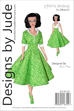 Designs by Jude 1950s Swing Doll Clothes Sewing Pattern for Silkstone Barbie Dolls