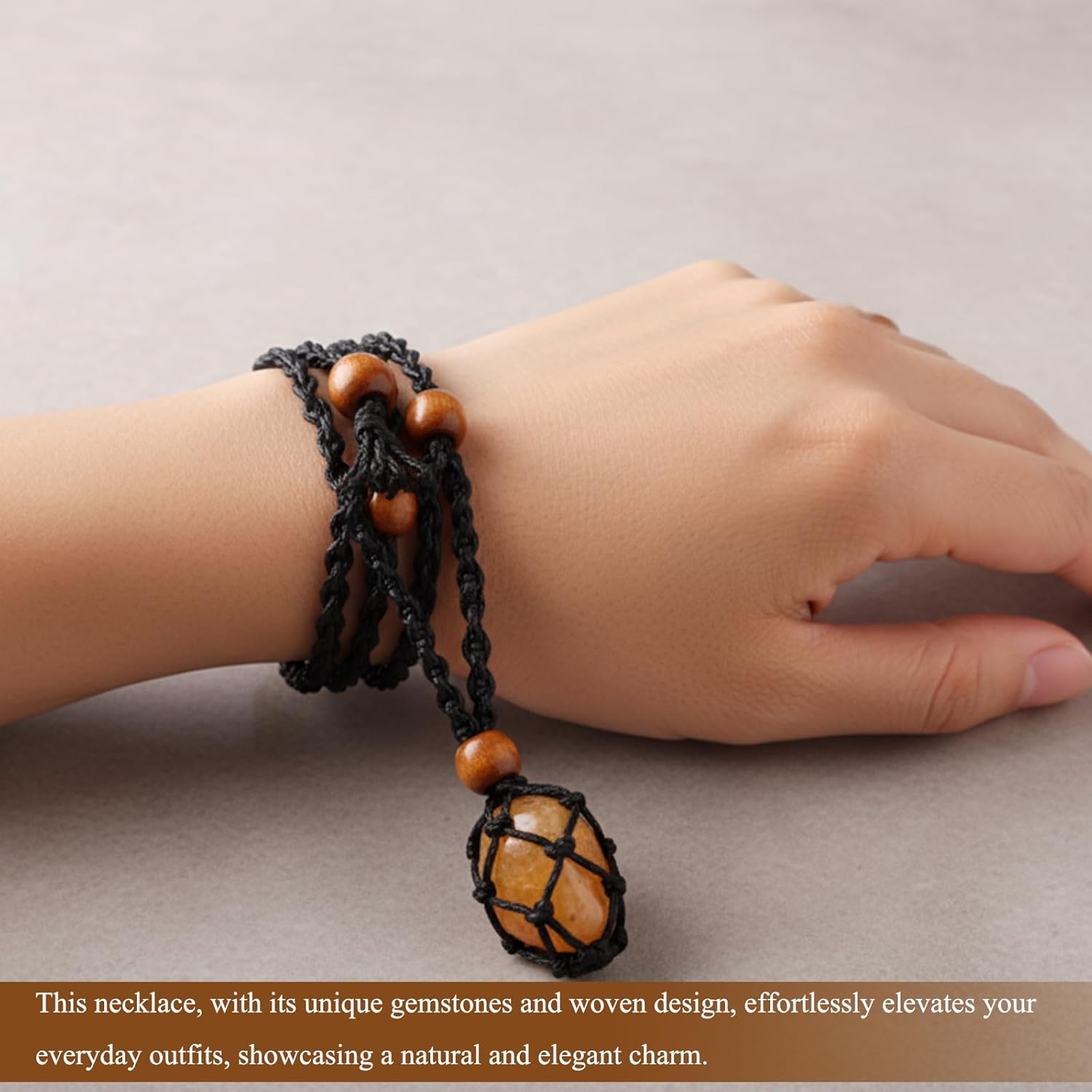 8 Pieces Crystal Necklace Cage Empty Stone Holder, Adjustable Waxed Cord Jewelry Set - 2 Sizes (Small & Large) in 4 Colors, DIY Crystal Holder Necklace for Women Everyday Wear - Image 6