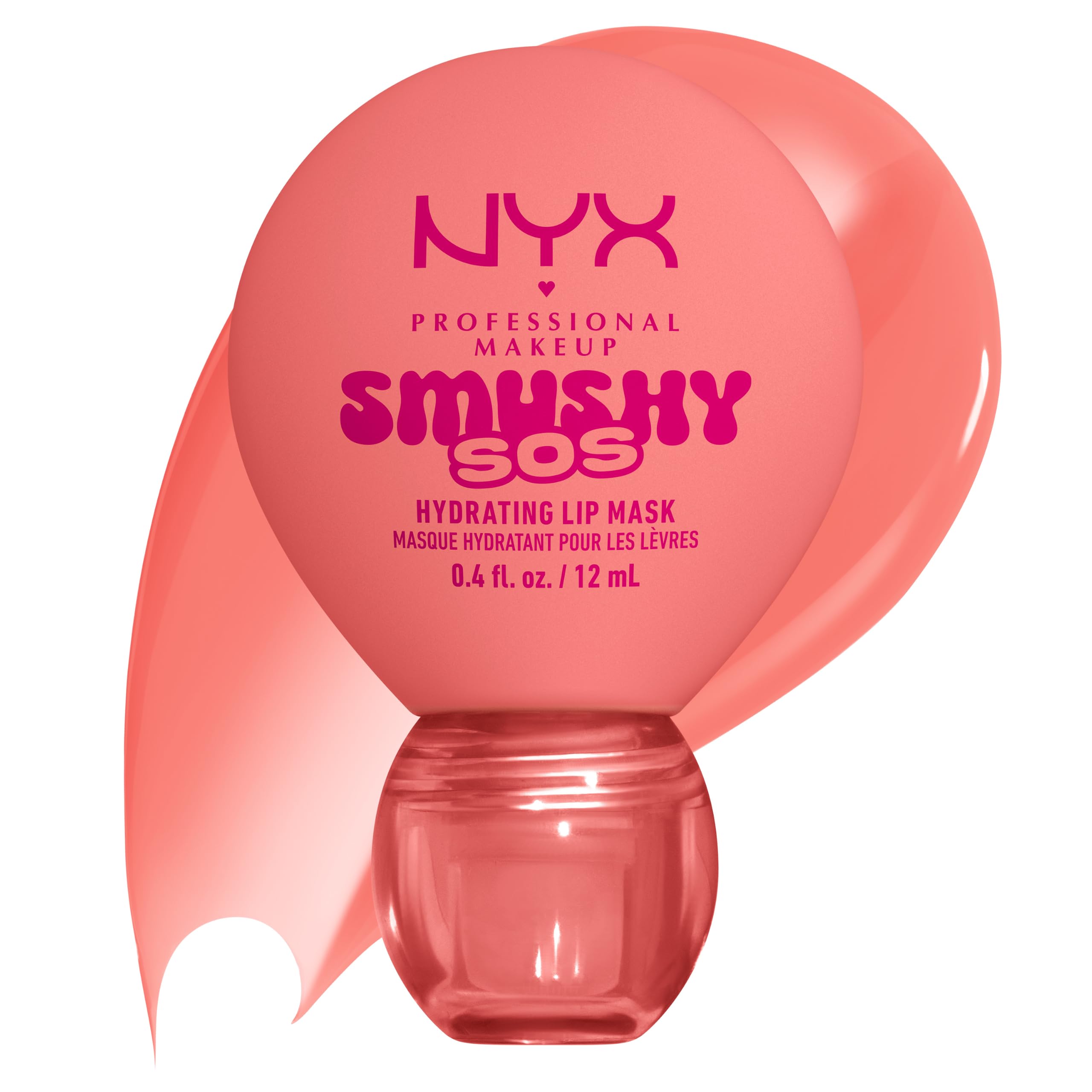 NYX Professional Makeup Smushy SOS, Hydrating Lip Mask, Upto 12HR Hydration, Glossy Shine, Infused with Hyaluronic Acid, Vegan & Cruelty Free, Peach Pamper