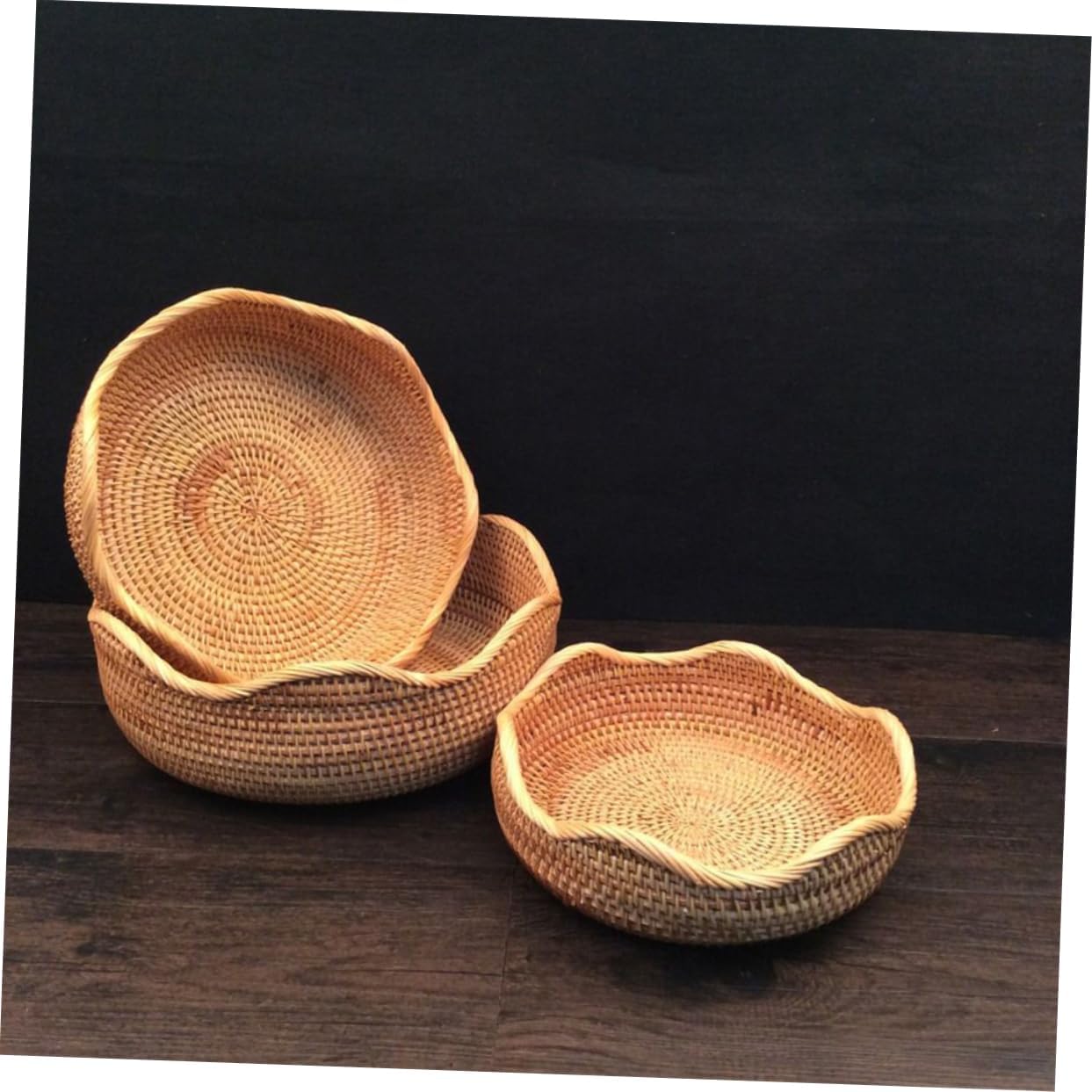 キッチン ストレージ コンテナ フルーツ ヤナギ バスケット 籐 フルーツ コンテナ 丸型 籐 バスケット カトラリー トレイ パン