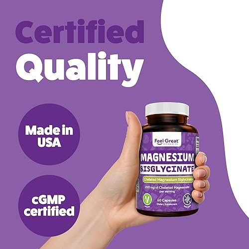 Miniatura 7 de Feel Great Bisglicinato de Magnesio Magnesio de alta absorción, tamponado y quelado para apoyo muscular, óseo y articular 60 cápsulas veganas
