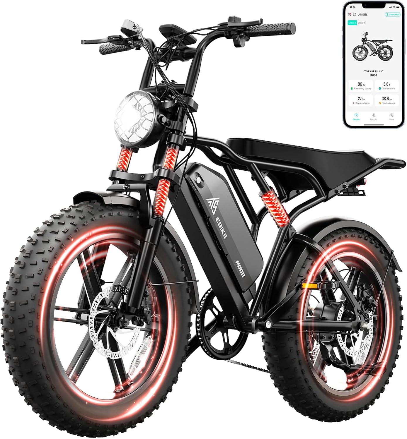 TST Electric Bike for Adults 1500W Peak 20" Fat Tire All-Terrain E-Bike 60/110 Miles 28 MPH Electric Dirt Bike - 48V 15/25 AH Battery Tested to UL 2849 Powered Electric Bicycle