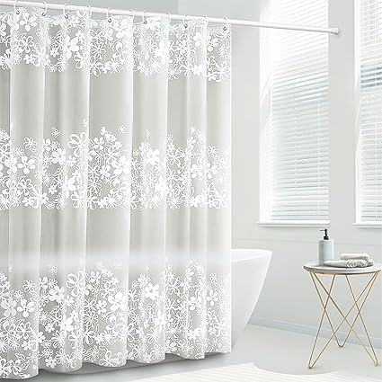 Amazon シャワーカーテン 1 150cm 防水 防カビ カーテンリング付き バスカーテン お風呂用カーテン ユニットバス 浴室 間仕切り 撥水速乾 取付簡単 花柄 おしゃれ 洗面所 お風呂場適用 シャワーカーテン ホーム キッチン オンライン通販