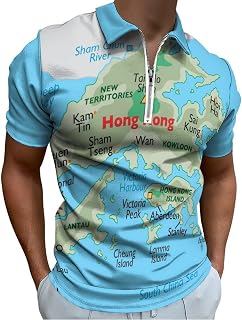 Maps of Hong Kong Men's Short Sleeve Polo Shirts Sports Shirts, Golf Shirts