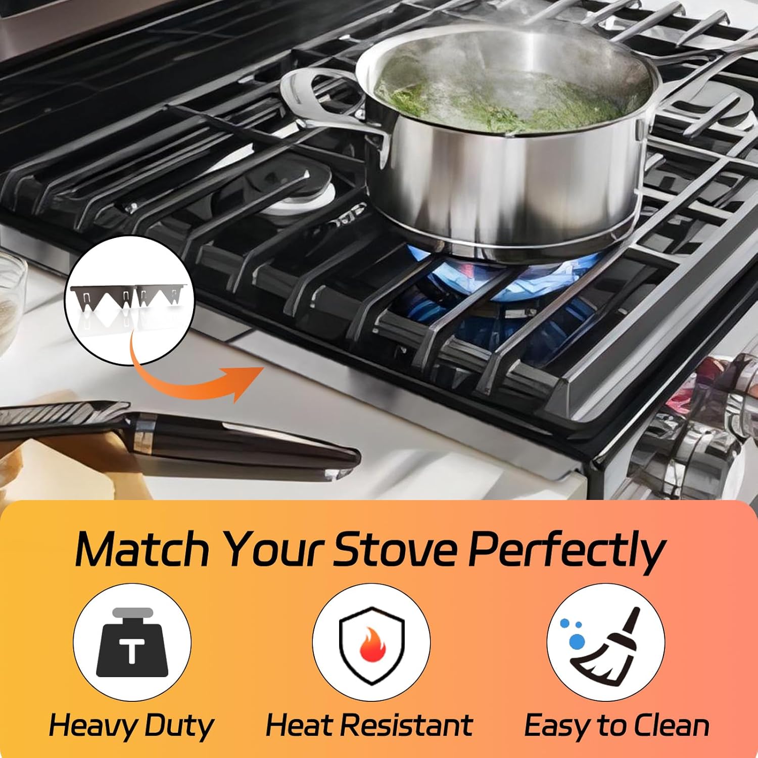 Stainless Steel Stove Counter Gap Cover (2 Pack), Oven Gap Filler, Stove Gap Filler for Kitchen, Range Trim Kit, Easy Clean with Heat Resistant, Adjustable Length 13.8” to 27.6” 1