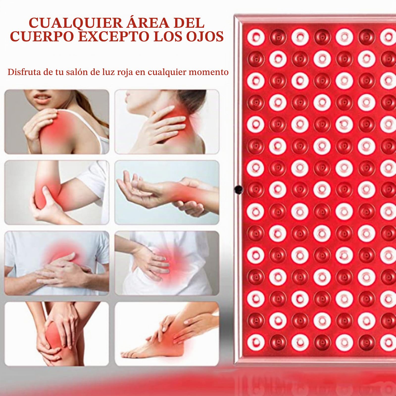 Dispositivo de terapia de luz roja, 45 W con 225 LED, infrarrojo cercano de 850 nm y rojo profundo de 660 nm para aliviar el dolor corporal y mejorar la calidad del sueño