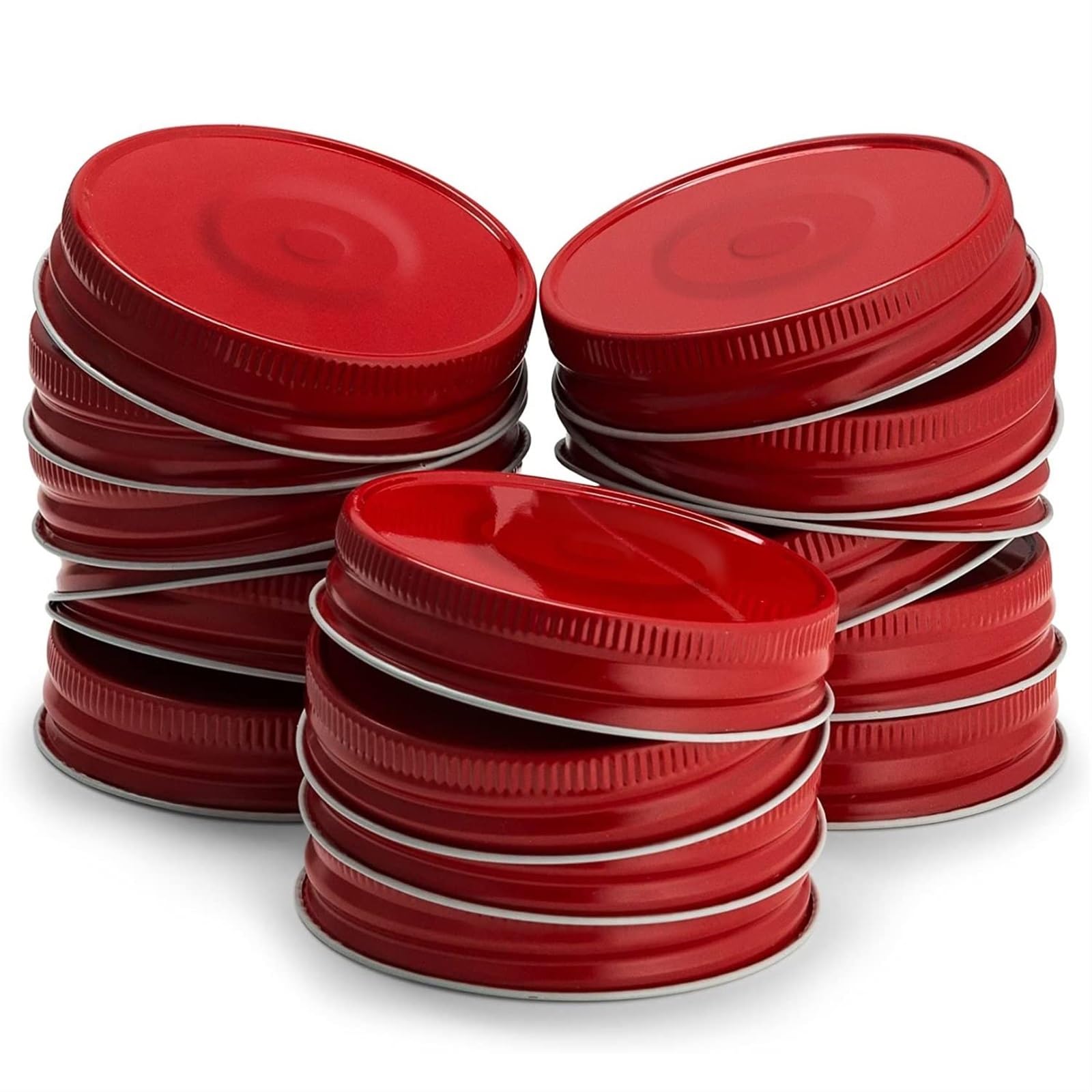 THE WHITE SHOP Chrismas Mason Jar Lids, Regular Mouth, for Standard Mouth Mason Jars, Leak Free, Airtight Silicone Seal, Set of 16,2.75"(RED)