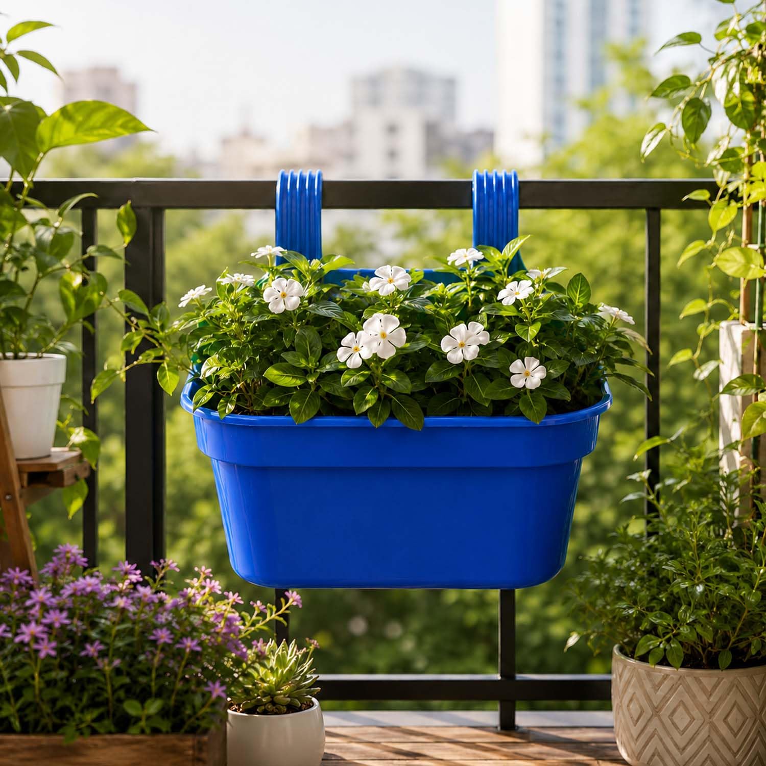 Go Hooked Railing Planters - 3 Hanging Flower Pots -2 Go Hooked Railing Planters - 3 Hanging Flower Pots -2